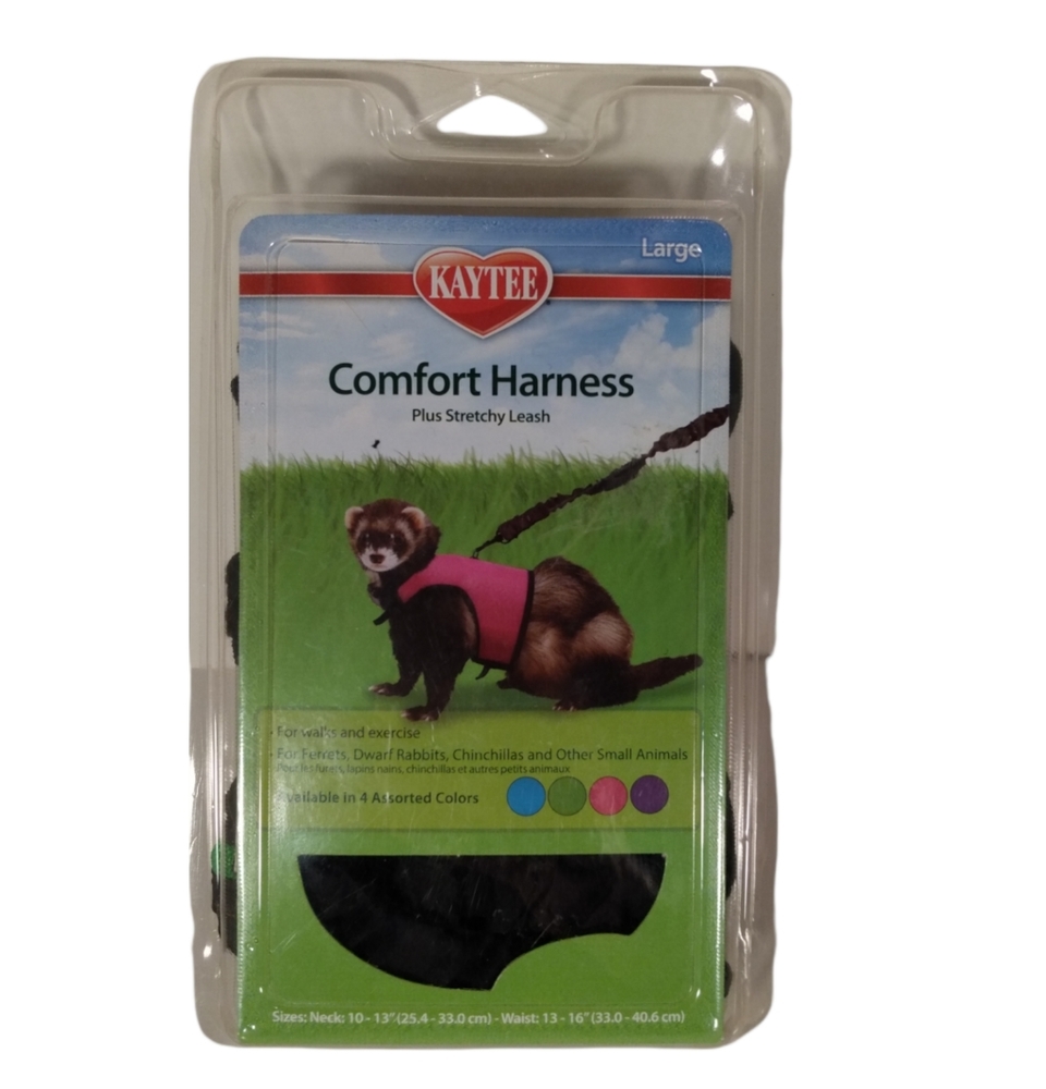 Kaytee Brown Comfort Harness Plus Stretchy Leash Size Large Black  NEW